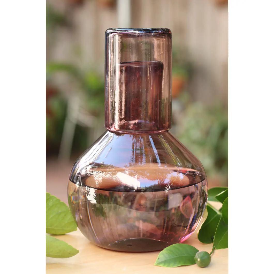 Mexican Hand Blown Amethyst Glass Carafe
